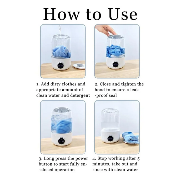 Portable Mini Washing Machine Ye02 | Wireless & Rechargeable – Perfect for Delicates