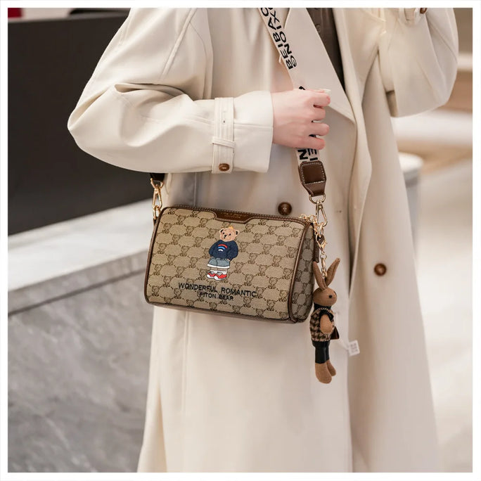 Beibao New Fashionable Cylindrical Bag Women's Shoulder Bag Embroidered Canvas Women's Bag Crossbody Bag Texture Small Bag