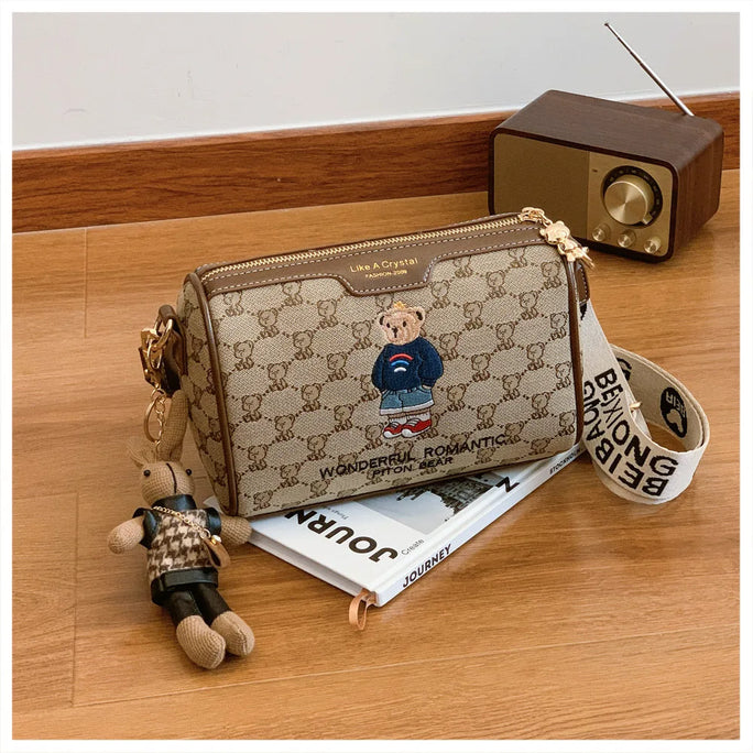 Beibao New Fashionable Cylindrical Bag Women's Shoulder Bag Embroidered Canvas Women's Bag Crossbody Bag Texture Small Bag