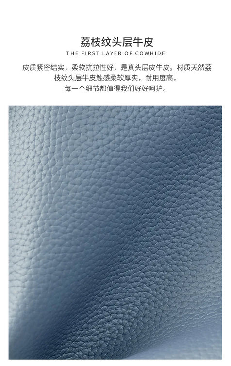 Genuine Leather Commuter Tote Bag Simple Ladies Soft Cowhide Tote Shoulder Handbag Large Capacity Women Bucket Bag 2025 New