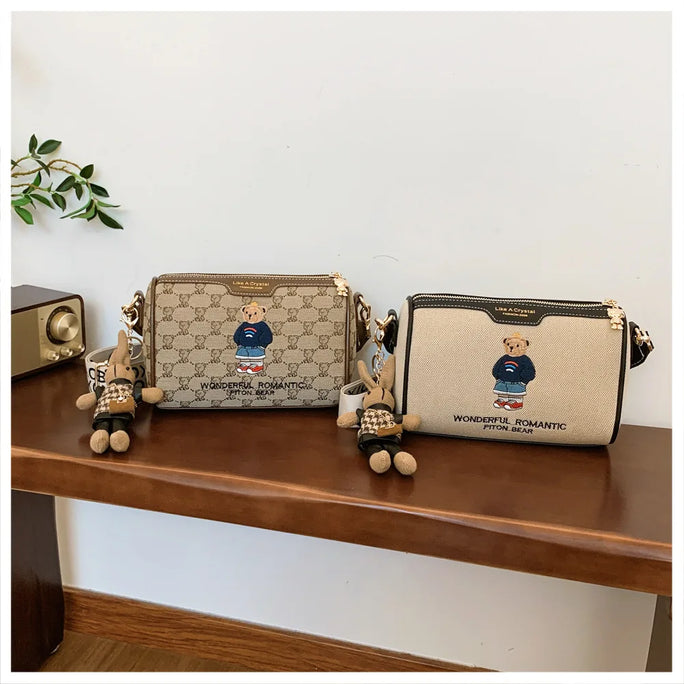 Beibao New Fashionable Cylindrical Bag Women's Shoulder Bag Embroidered Canvas Women's Bag Crossbody Bag Texture Small Bag