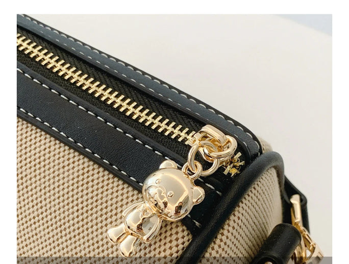 Beibao New Fashionable Cylindrical Bag Women's Shoulder Bag Embroidered Canvas Women's Bag Crossbody Bag Texture Small Bag